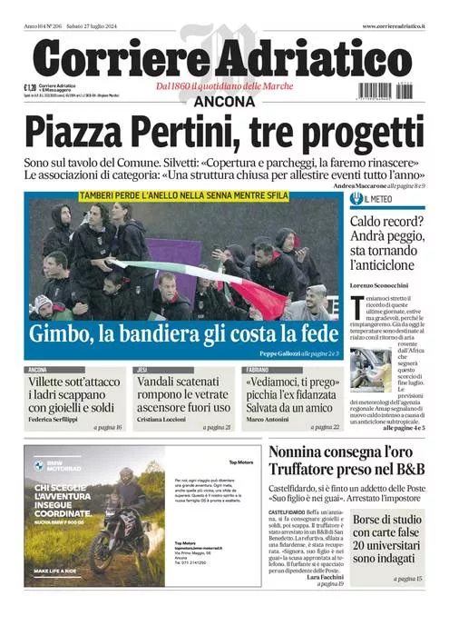 Prima-pagina-corriere adriatico-edizione-di-oggi-27-07-2024